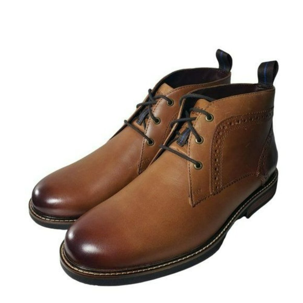 Nunn Bush Men Ozark Tan Leather Lace Up Lightweight Chukka Ankle Boots Size 9 XW